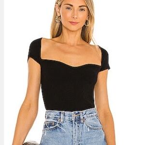 Superdown Black Bodysuit Top